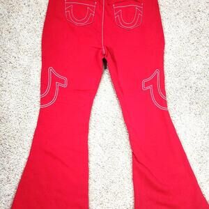 NEW True Religion Pull-On Flare Jeans Red Anniversary XL